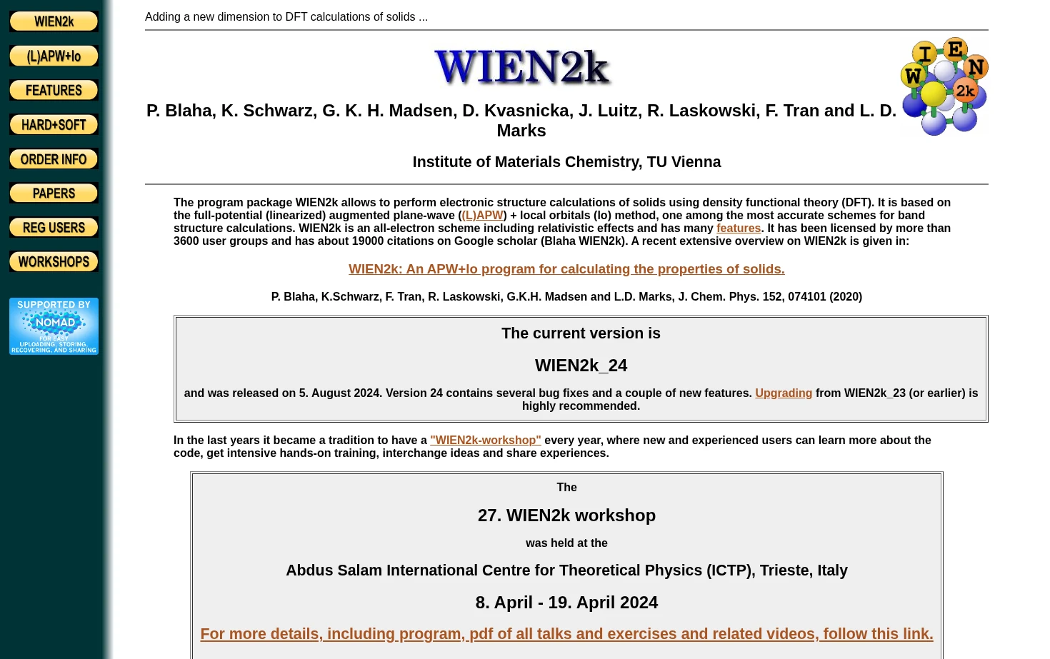 WIEN 2k 页面快照